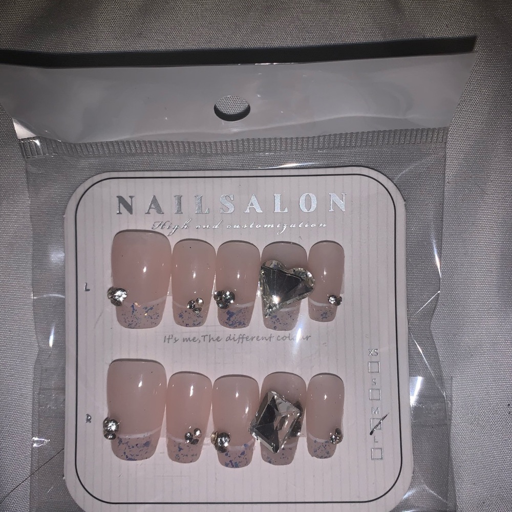 Nude Pink Crystal Accent Press-On Nails